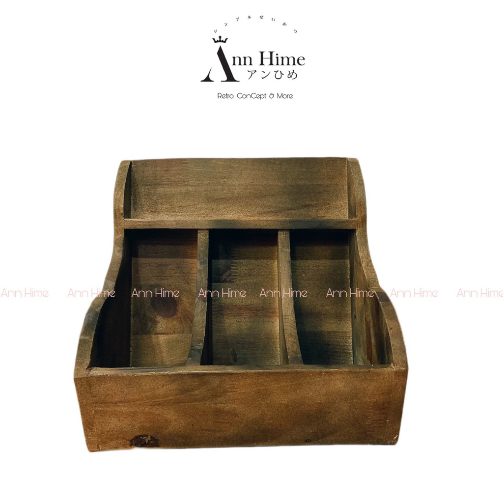 Kệ Gia Vị Gỗ Thông Đa Năng 2 Tầng - Khay Để Chai Lọ Gia Vị Hành Tỏi 3 Ngăn Vintage SP50