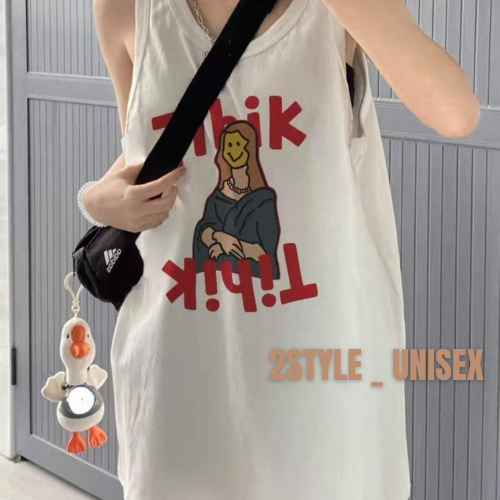 Áo kiểu nữ dáng tanktop in chữ TIHIK form thụng cá tính/ Áo thun không tay dáng dài phong cách ulzzang_2style-unisex