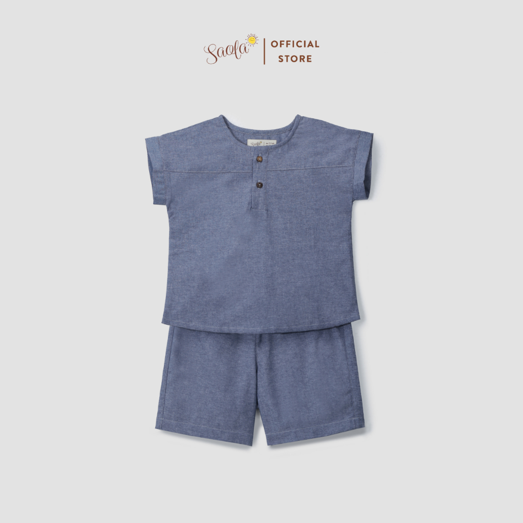 Bộ Quần Áo Cộc Tay Cao Cấp Cho Bé Trai Chất Liệu Linen Mềm Nhẹ (Size Từ 1-6 Tuổi) - SEL010 - SAOLA CLOTHING