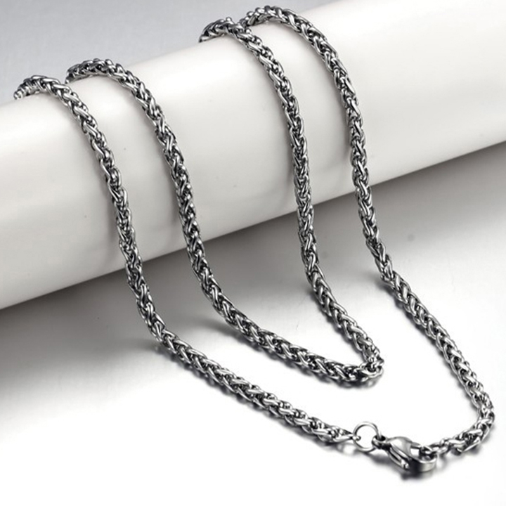 Dây chuyền nam đẹp cao cấp thời trang titan thép không gỉ kiểu bông dừa PT JEWELRY kích cỡ 5mm trắng PTDCNA172