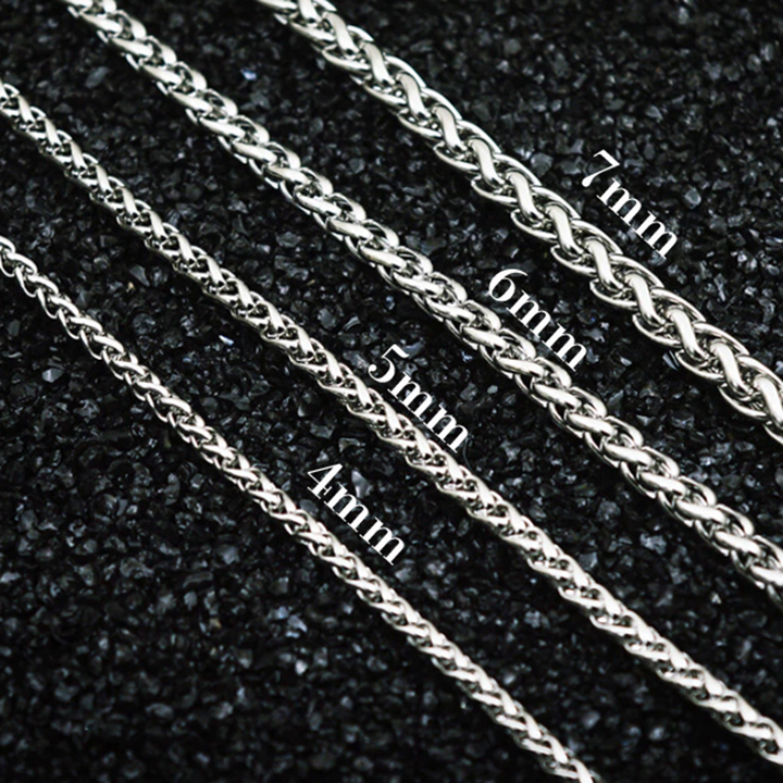 Dây chuyền nam đẹp cao cấp thời trang titan thép không gỉ kiểu bông dừa PT JEWELRY kích cỡ 5mm trắng PTDCNA172