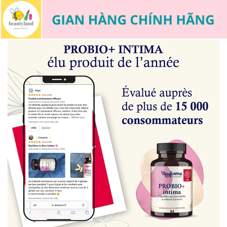 Men vi sinh pk thuần chay Apyforme Probiotic Intima Pháp hộp 60 viên