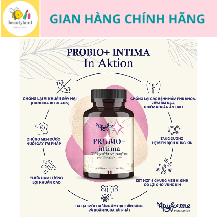 Men vi sinh pk thuần chay Apyforme Probiotic Intima Pháp hộp 60 viên