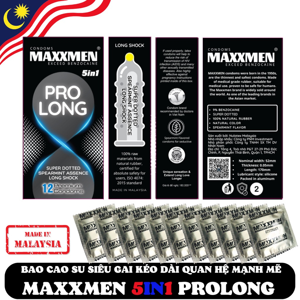 Bao cao su Maxxmen Prolong, bao cao su siêu gai gân siêu mỏng kéo dài thời gian quan hệ
