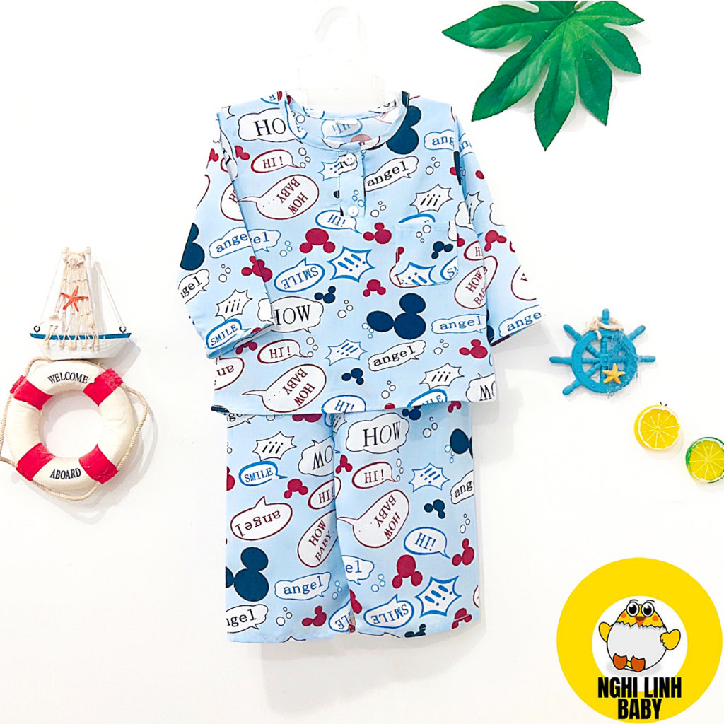 Bộ quần áo cho bé trai, thời trang trẻ em tay dài quần dài cho bé từ 9-36kg - Nghi Linh Baby