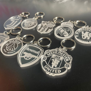 Móc khóa mica logo đội bóng, mica trong 4mm,móc logo các đội bóng theo yêu cầu.