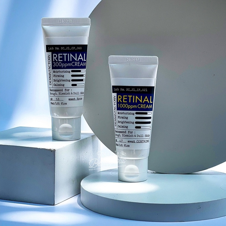 Kem dưỡng ẩm ban đêm căng bóng chống lão hóa da Derma Factory Retinal 300ppm 1000 ppm Cream 30g 30ml