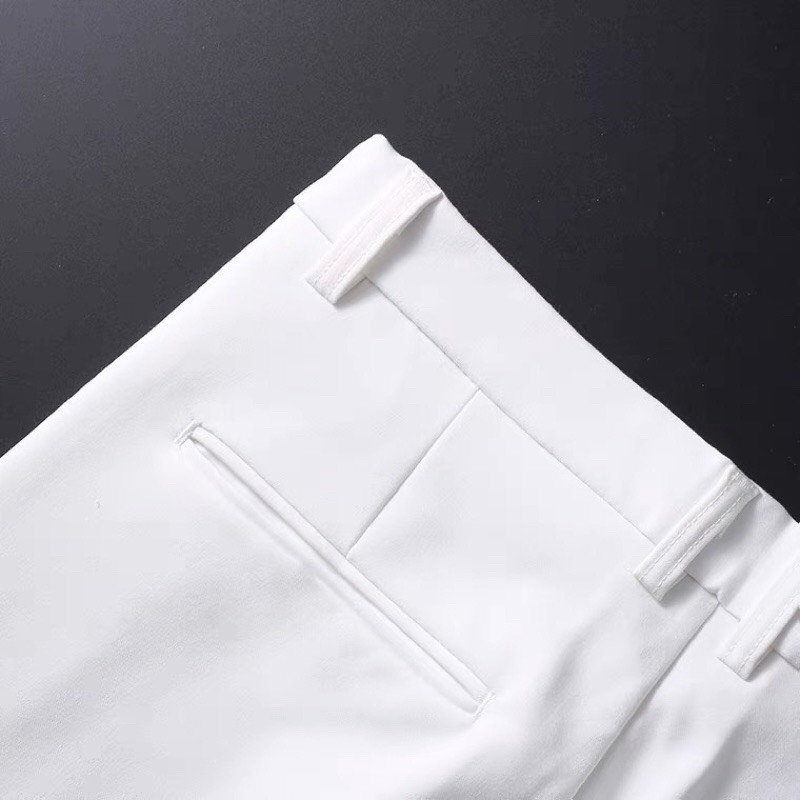 Quần tây nam màu trắng tinh cao cấp phom dáng Hàn Quốc chất liệu cotton co dãn thoáng mát