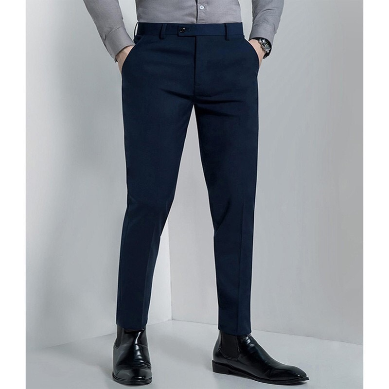 Quần tây nam màu trắng tinh cao cấp phom dáng Hàn Quốc chất liệu cotton co dãn thoáng mát