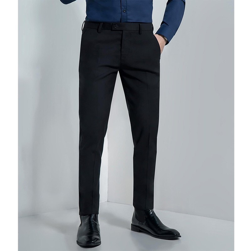 Quần tây nam màu trắng tinh cao cấp phom dáng Hàn Quốc chất liệu cotton co dãn thoáng mát