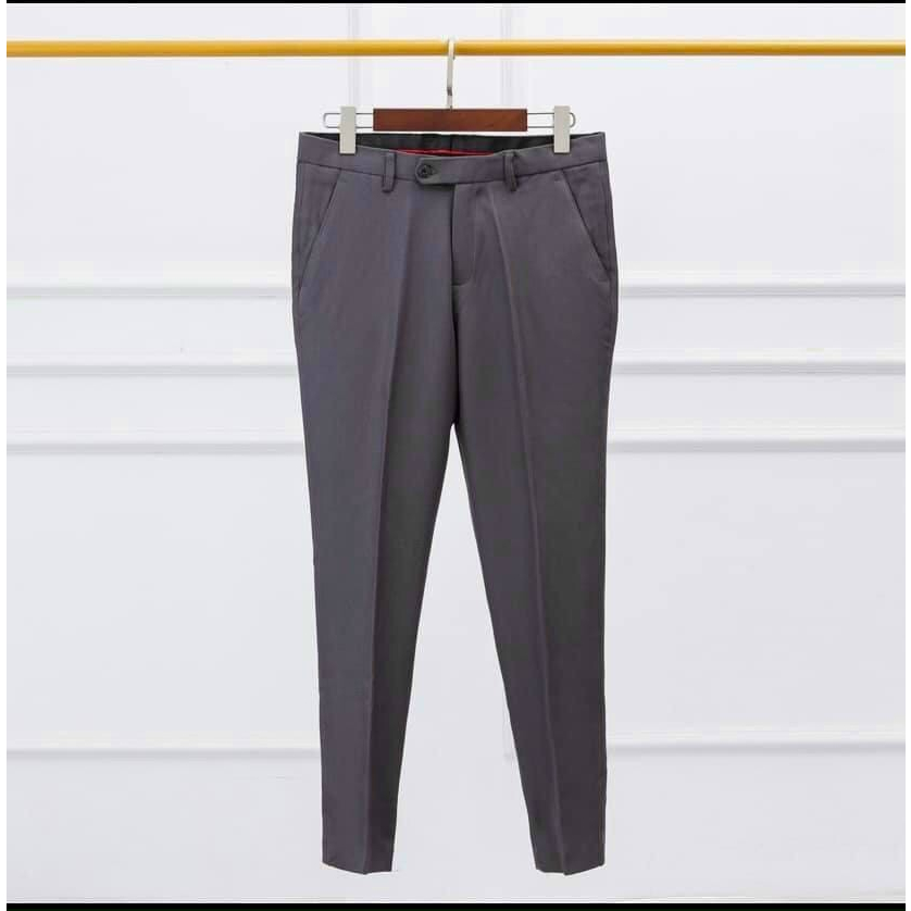 Quần tây nam màu trắng tinh cao cấp phom dáng Hàn Quốc chất liệu cotton co dãn thoáng mát