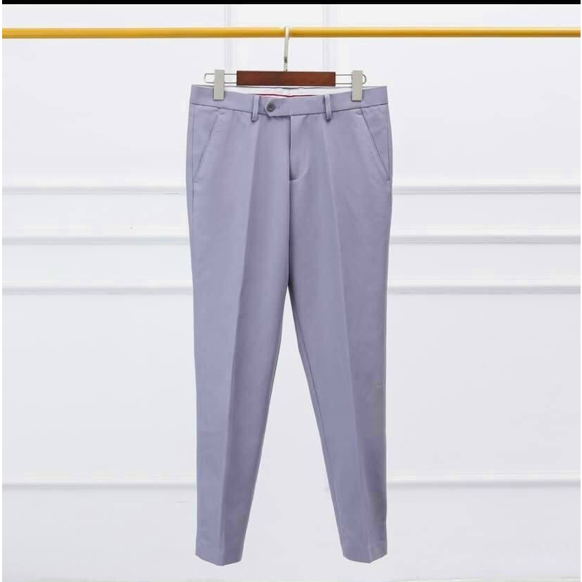 Quần tây nam màu trắng tinh cao cấp phom dáng Hàn Quốc chất liệu cotton co dãn thoáng mát