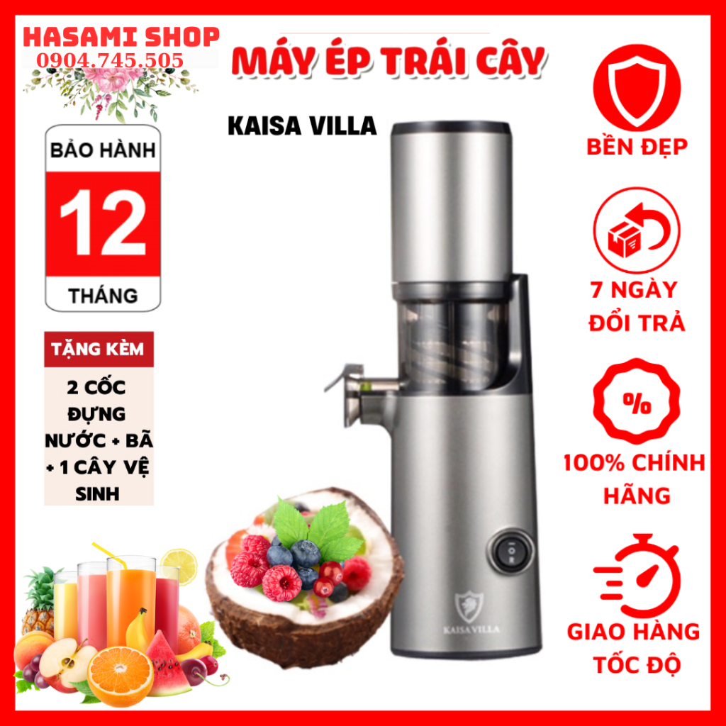 Máy Ép Chậm Mini Công Suất 130W Ép Được 95% Lượng Nước Trong Hoa Quả Rau Củ, Kèm 2 cốc đựng nước và đựng bã BH 1N