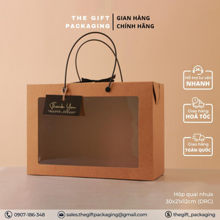[30x21x12cm] Combo 10 Hộp giấy Kraft quai xách nhựa đựng quà tặng - The Gift Packaging