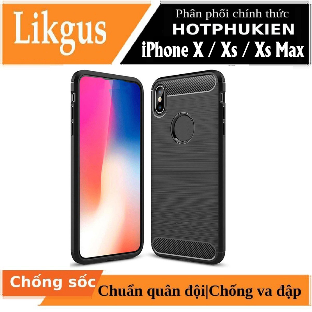 Ốp lưng chống sốc cho iPhone X / Xs / Xs Max hiệu Likgus (chuẩn quân đội, chống va đập) - Hotphukien phân phối