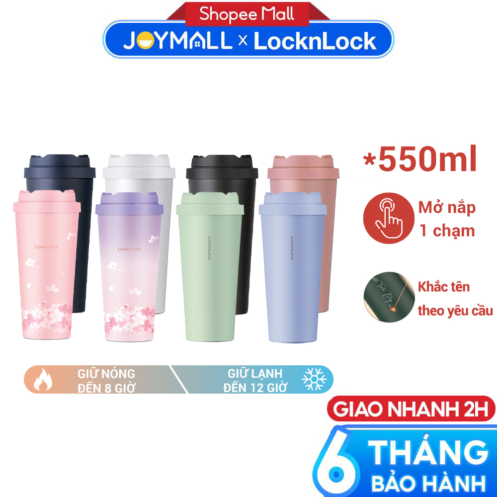 Ly giữ nhiệt LocknLock 550ml LHC3249, 400ml LHC3271, hàng chính hãng, mở nắp một chạm, thép không gỉ inox 316L- JoyMall