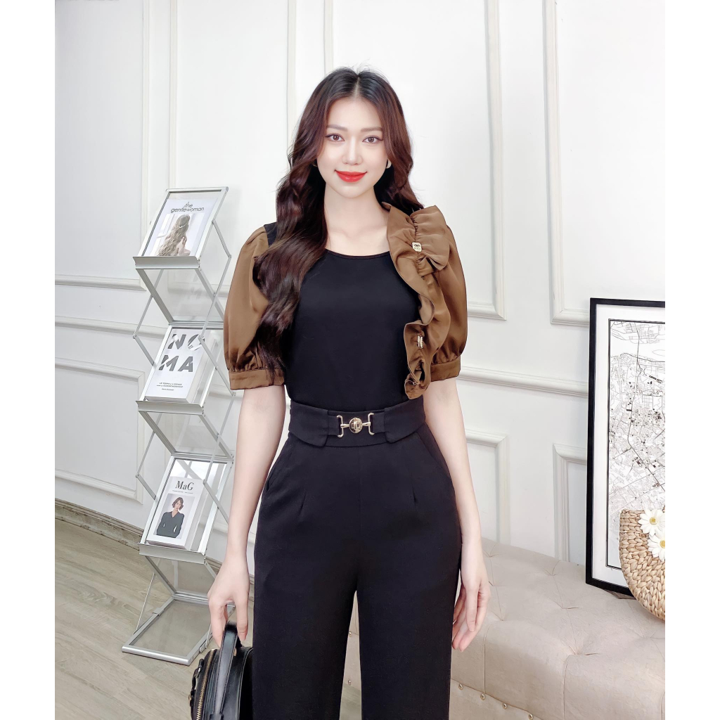 Áo thun tay bổng Odelia, mix lụa - A6839