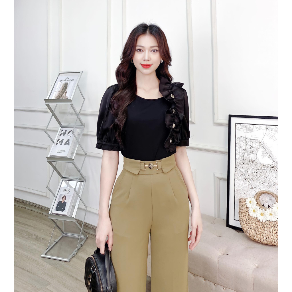 Áo thun tay bổng Odelia, mix lụa - A6839