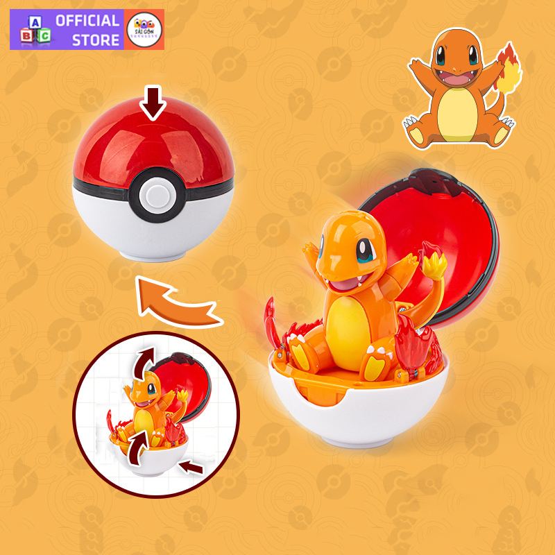 Đồ Chơi Quả Cầu Pokemon Set 6 Thú Pikachu, Charmander, Meow, Bulbasaur, Squirtle Của Satoshi Trong Pokémon