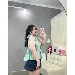 ÁO BBD THẮT NƠ VAI HỞ LƯNG [TNT SHOP BIGSIZE 60KG 90KG]