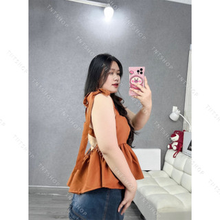 ÁO BBD THẮT NƠ VAI HỞ LƯNG [TNT SHOP BIGSIZE 60KG 90KG]