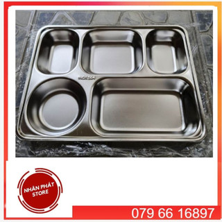 Khay chia cơm 5 ô sâu inox 304 và nắp nhựa
