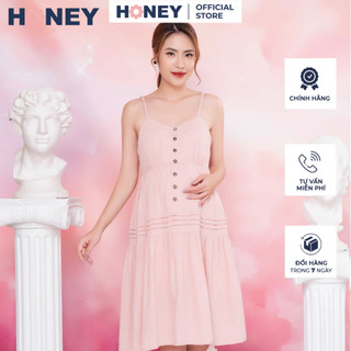 Đầm thiết kế 2 dây babydoll chất liệu boy ép mềm mát, đầm 2 lớp - Thời trang đầm bầu cao cấp HONEY