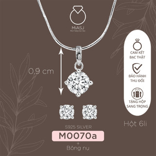 Set bộ hột 6li bông dây nữ trang Bạc Ý S925 cao cấp | Mi.A Trang sức bạc