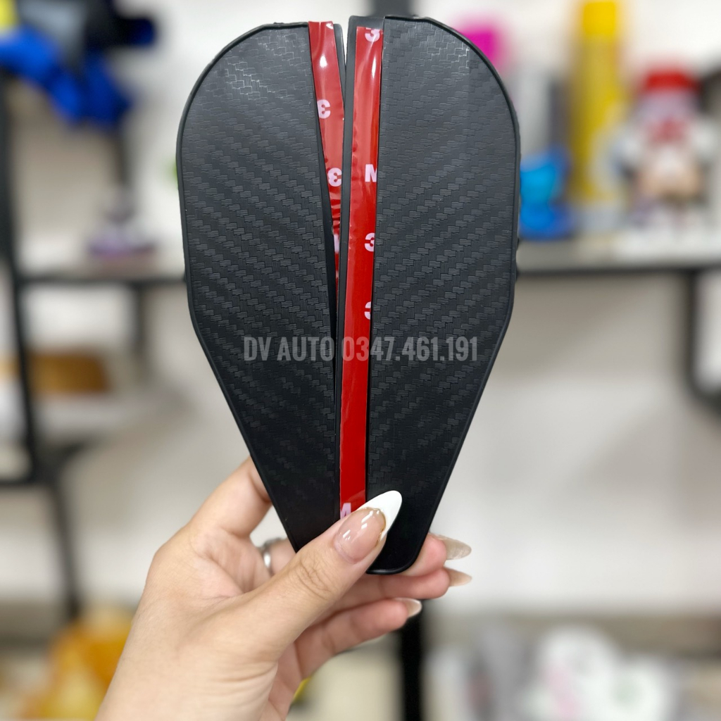 Bộ 2 miếng vè dán gương che mưa, nắng vân carbon PVC bảo vệ gương chiếu hậu by DV AUTO
