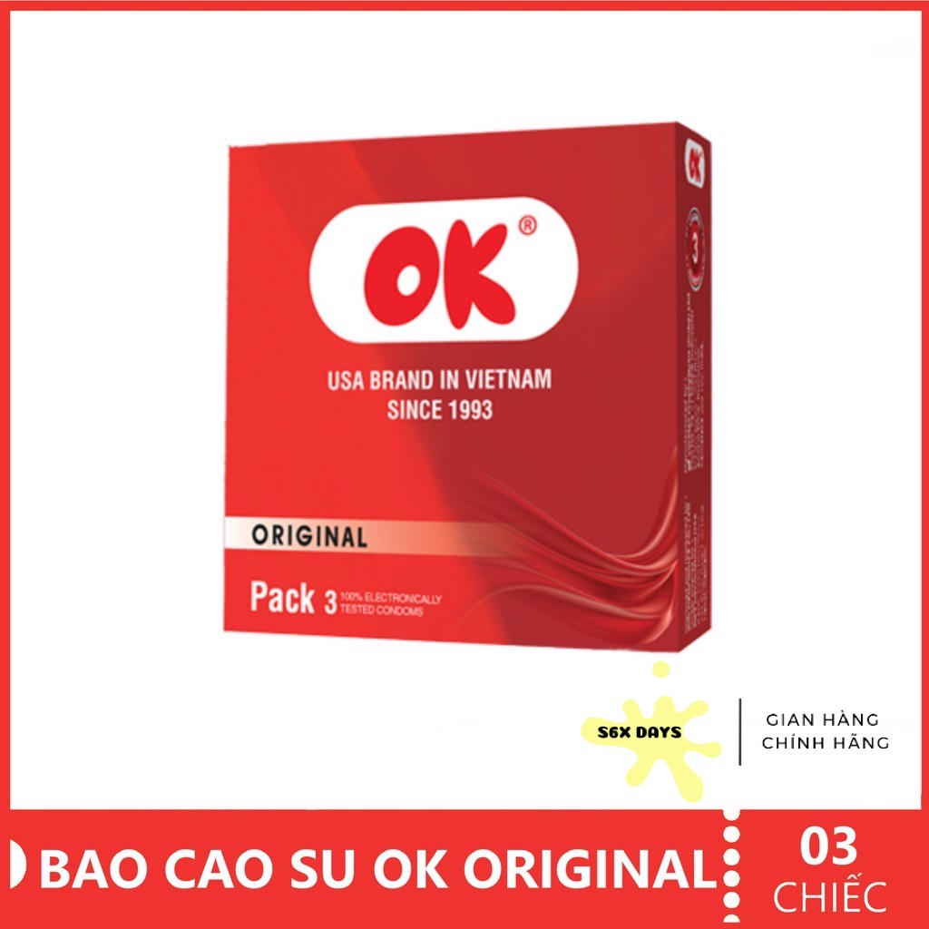 Hộp 3 Bao Cao Su Cỡ Nhỏ 49mm OK ORIGINAL - MADE IN VIETNAM