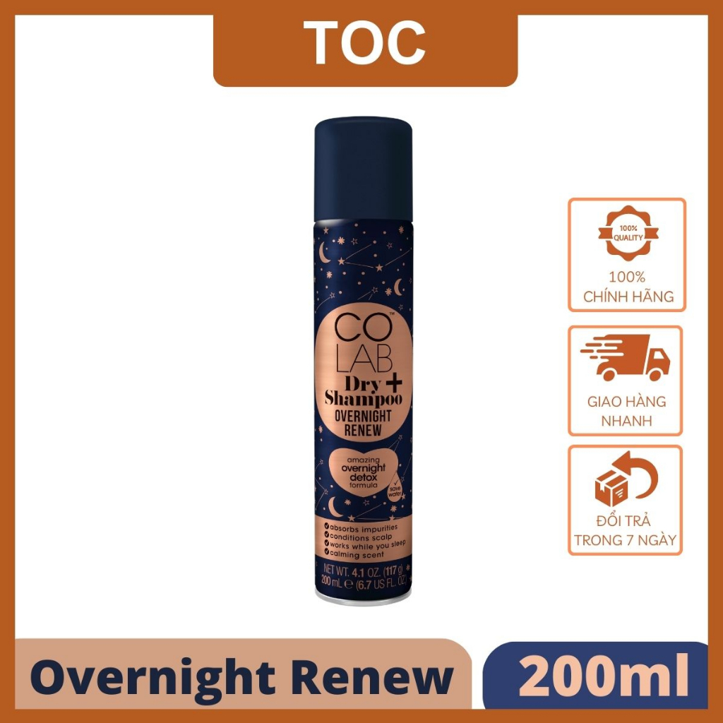 Dầu Gội Khô Colab Plus 200ml - Hương Overnight Renew - Phục Hồi Tóc Qua Đêm - Dry Hair Shampoo