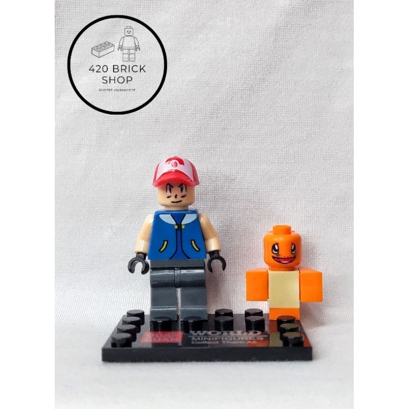 Non Lego - Minifigures Nhân Vật Satoshi Kèm Pokemon Hitokage