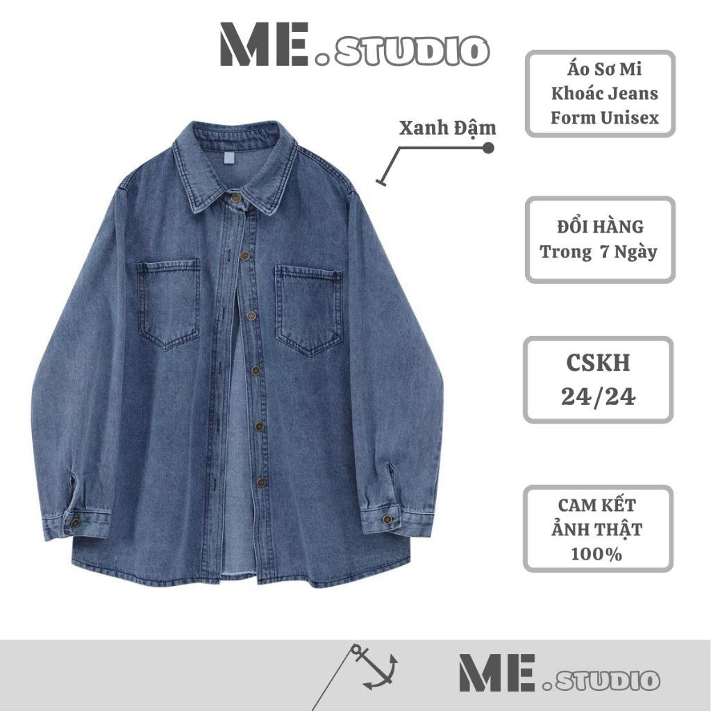 Áo Khoác Jeans Sơ Mi UNISEX Form Rộng Phong Cách Street Style Đủ Màu Phối Đồ SIÊU COOL