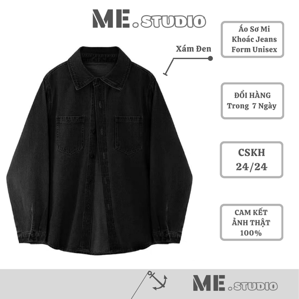 Áo Khoác Jeans Sơ Mi UNISEX Form Rộng Phong Cách Street Style Đủ Màu Phối Đồ SIÊU COOL