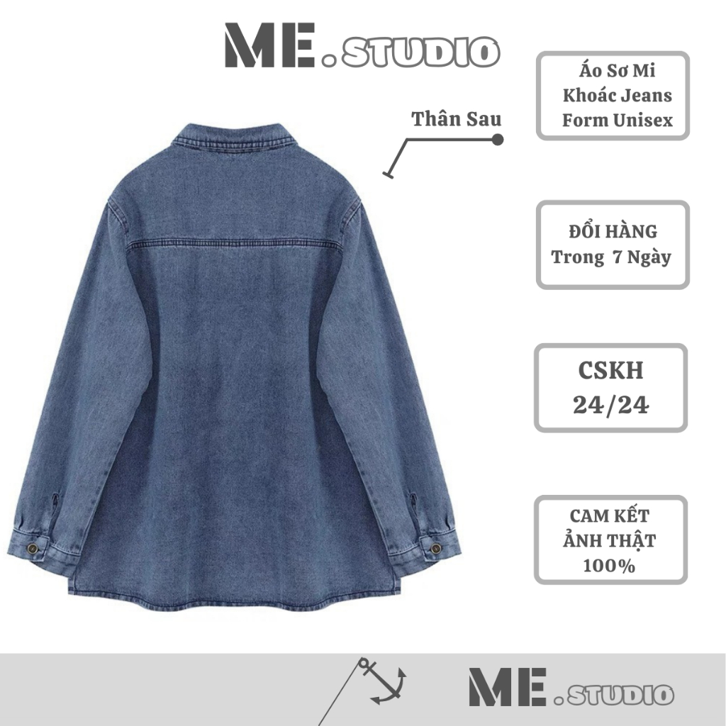 Áo Khoác Jeans Sơ Mi UNISEX Form Rộng Phong Cách Street Style Đủ Màu Phối Đồ SIÊU COOL