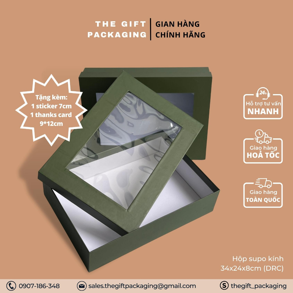 Combo 3-5 Hộp giấy quà tặng mặt kính gói quà + quà tặng kèm - The Gift Packaging