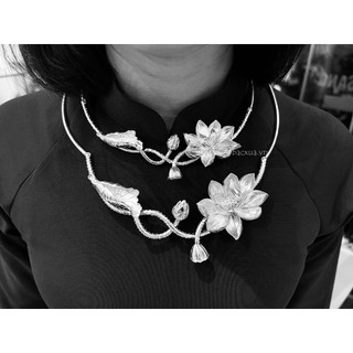 Kiềng SEN 3D/ M bạc nguyên chất 99