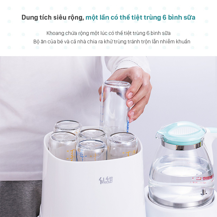 Máy Tiệt Trùng Sấy Khô Đa Năng, Máy Đun Nước Pha Sữa, Hâm Sữa, Sấy Khô Bình Sữa 6 In 1, Xiantian QZ-ZC11 - BH 12 Tháng