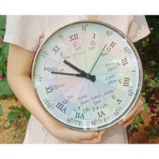 Đồng hồ treo tường âm nhạc vòng bậc 5, đồng hồ treo tường trang trí hiện đại đường kính 30cm
