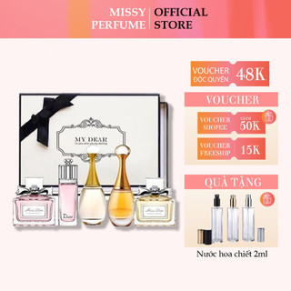 Set 5 chai Nước Hoa Dior Mini, Set nước hoa kèm son dior perfume lipstick set.