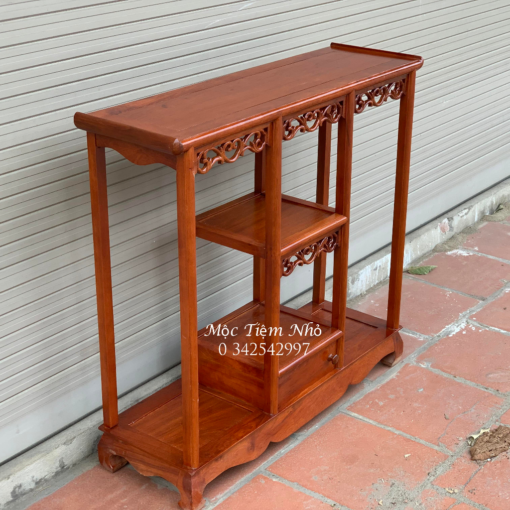 Kệ chữ nhật bày đồ trang trí phong thủy gỗ hương ngang 80 cao 87 sâu 25