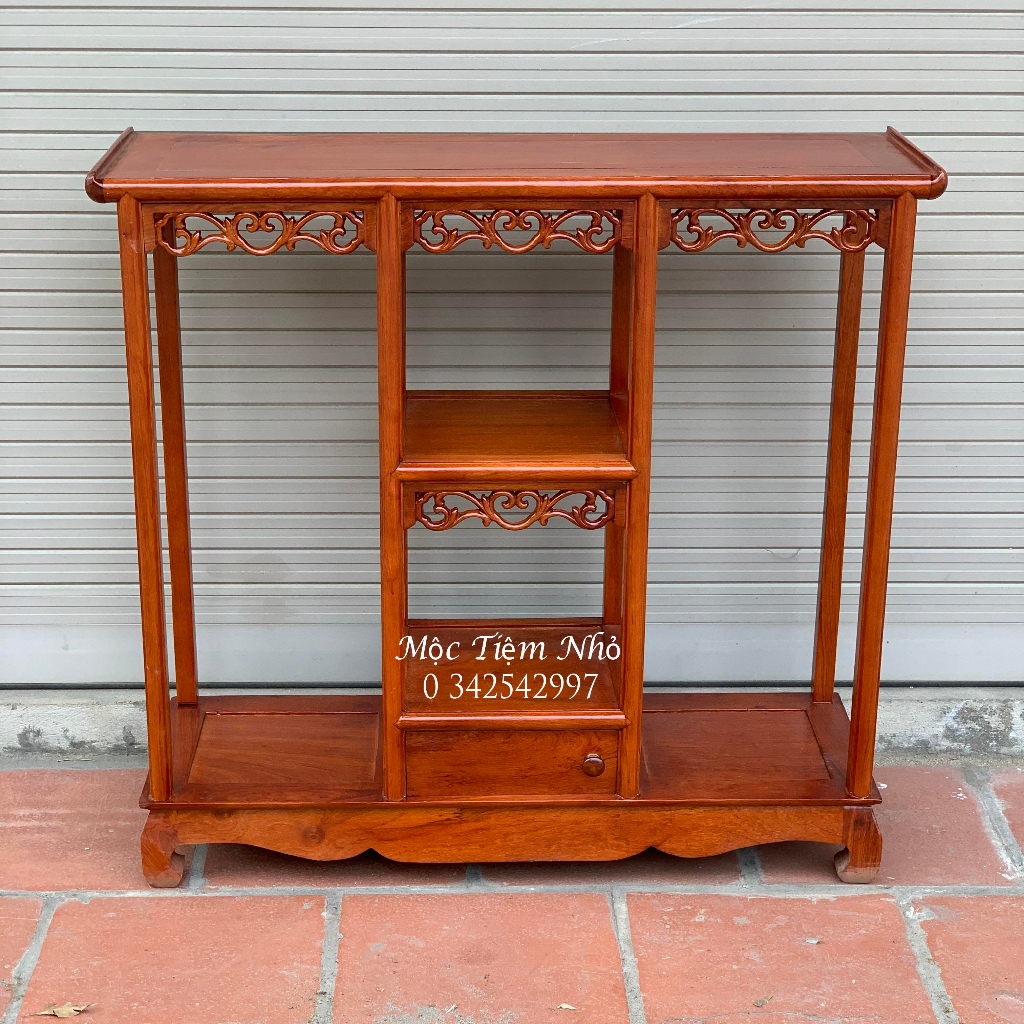 Kệ chữ nhật bày đồ trang trí phong thủy gỗ hương ngang 80 cao 87 sâu 25