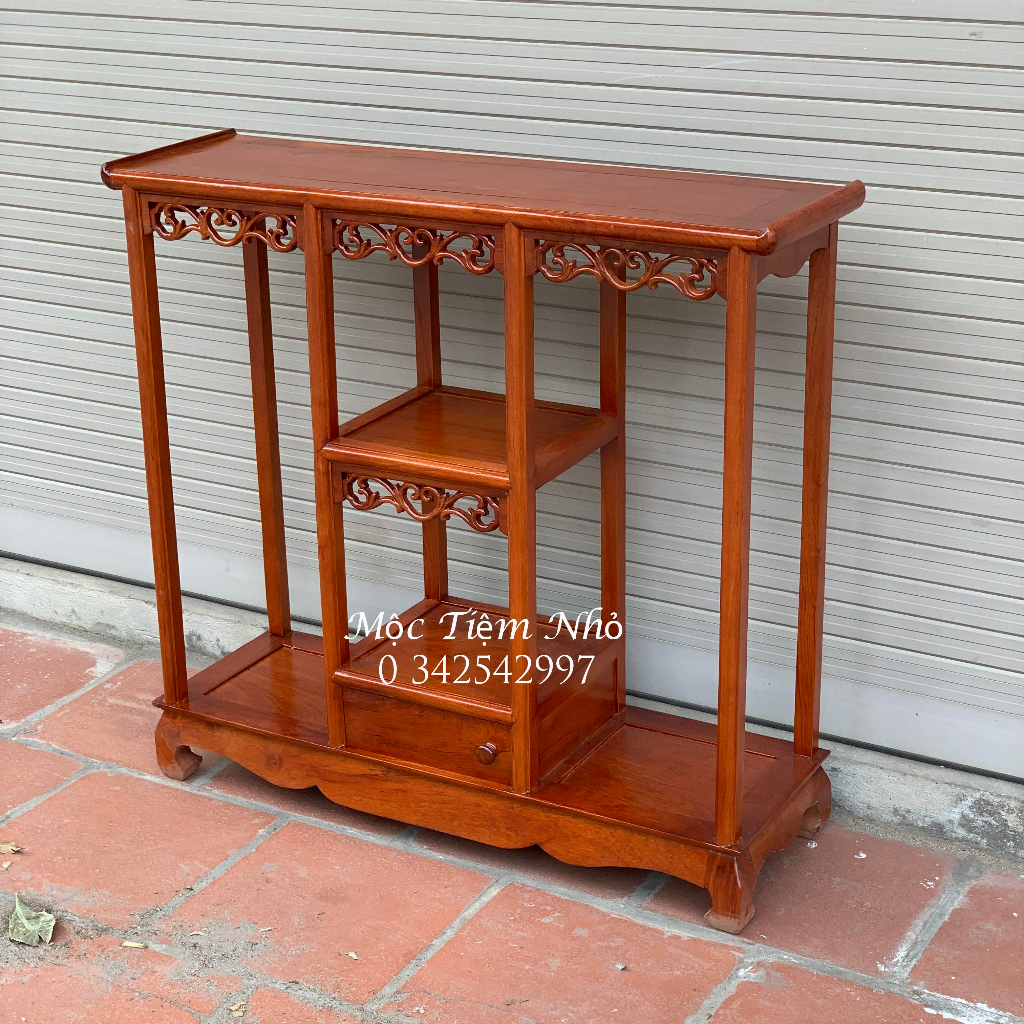 Kệ chữ nhật bày đồ trang trí phong thủy gỗ hương ngang 80 cao 87 sâu 25