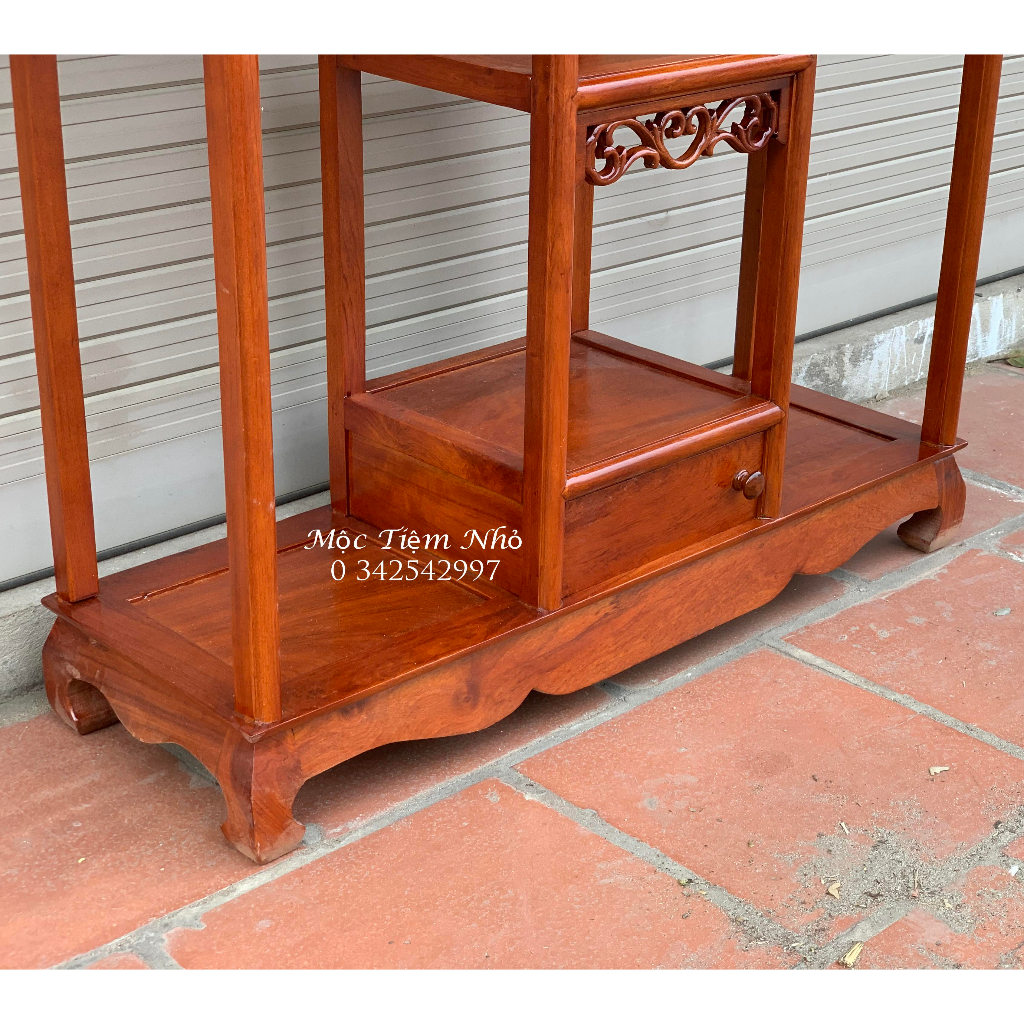 Kệ chữ nhật bày đồ trang trí phong thủy gỗ hương ngang 80 cao 87 sâu 25