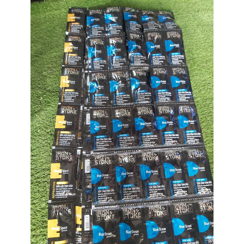 Combo 12 gói Dầu gội/ Sữa tắm gội tinh dầu IRON & STONE innovation hương Blue Ocean