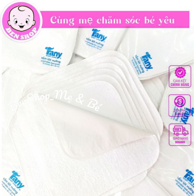 Set 10 Tấm khăn lót chống thấm nhựa dẻo mềm cao cấp Fany 30 x 30 cm - Miếng lót thay tả cho bé.
