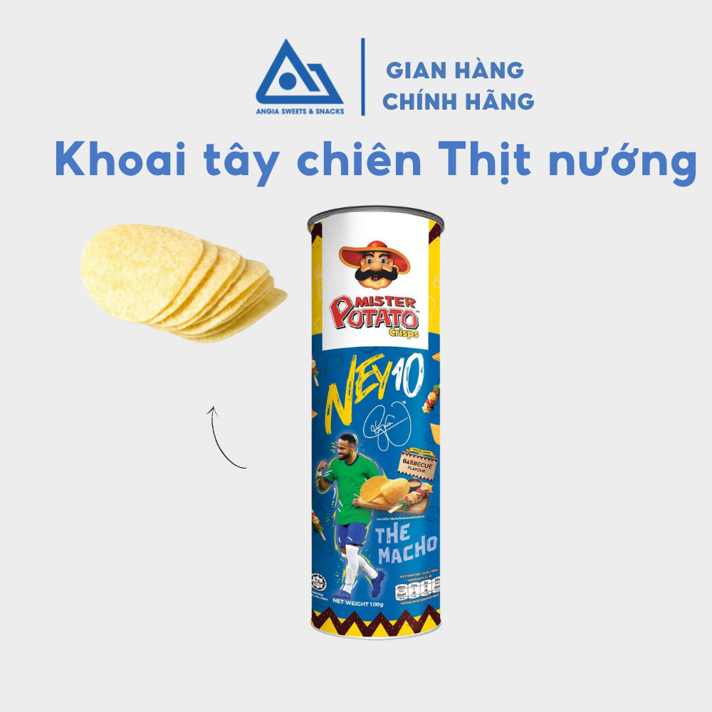 Snack Bánh Lát Khoai Tây Mister Potato có hình Neymar Vị Thịt nướng lon 100g