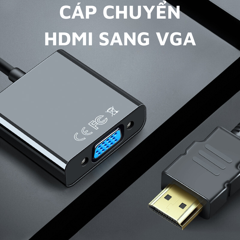 Cáp Chuyển HDMI to VGA Cho PC, Laptop, Máy Chiếu Độ Phân Giải 1080P