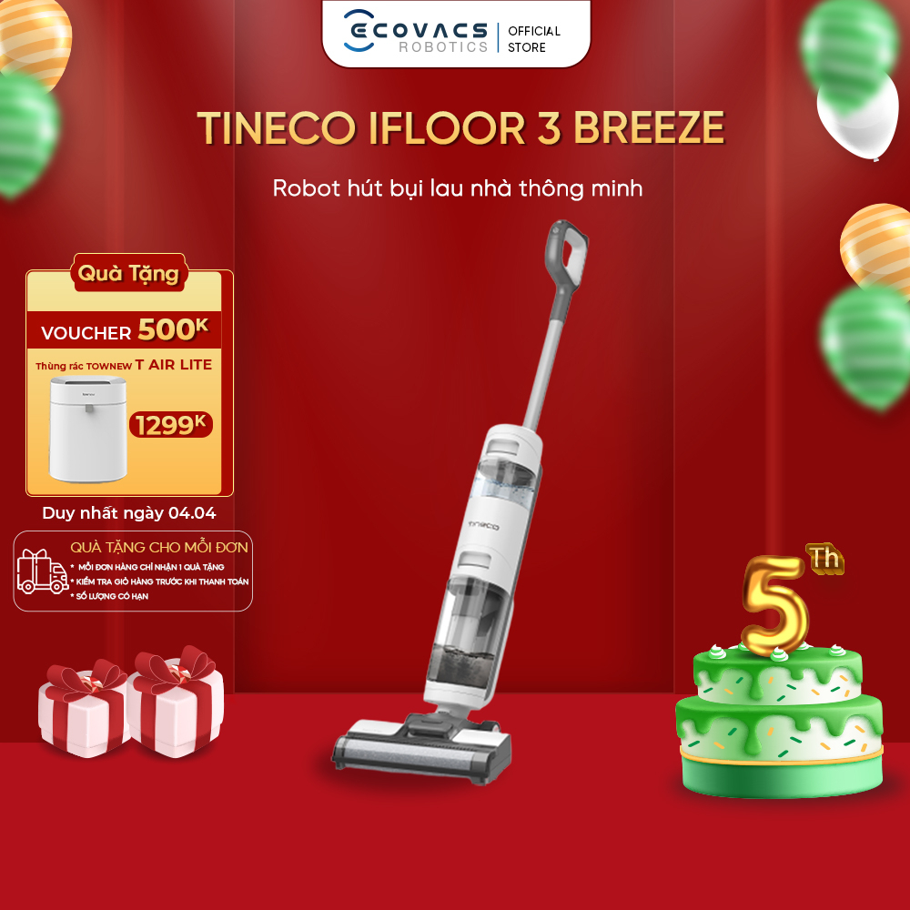 MÁY HÚT BỤI LAU SÀN KHÔ VÀ ƯỚT TINECO IFLOOR 3 BREEZE COMPLETE – BẢN QUỐC TẾ – BẢO HÀNG 24 THÁNG