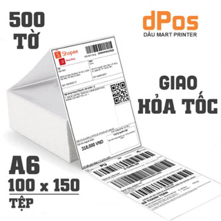 Tệp 500 tờ giấy A6 in đơn hàng tem vận chuyển sàn TMĐT cho máy in nhiệt RP421, Q900, DT108B, XP470B, N41 Size 100x150mm